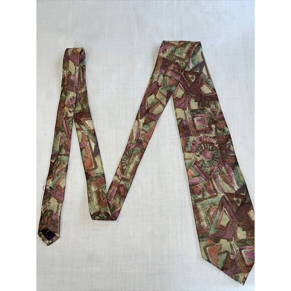 Saks Fifth Avenue Men’s Dress Tie Size 57” Multicolor Geometric Silk Business - Picture 5 of 12